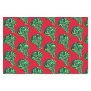 Big Broccoli Watercolor Red Green Xmas Gift Tissue Paper