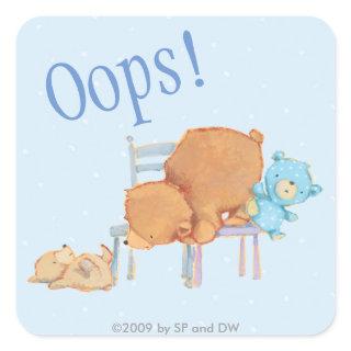 Big Brown Bear, Calico, & Floppy Share Two Chairs Square Sticker