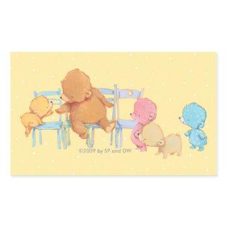 Big Brown Bear & Friends Share Four Chairs Rectangular Sticker