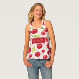 Big Cherry Watercolor Colorful Personaliz Pattern Tank Top