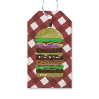 Big Greasy Hamburger Summer Cookout Red BBQ Party Gift Tags