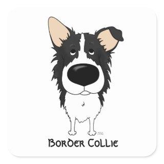 Big Nose Border Collie Square Sticker