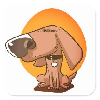 big nose funny dog cartoon square sticker
