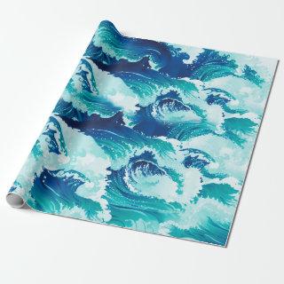 Big rushing sea or ocean waves design