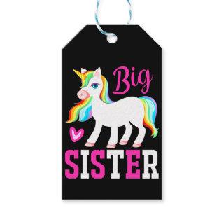 Big Sister Magical Unicorn w/ Rainbow Mane & Tail Gift Tags