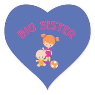 Big Sister with Baby Brother Heart Shaped Heart Sticker