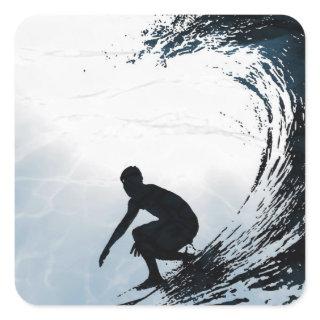 Big Wave Surfer Square Sticker