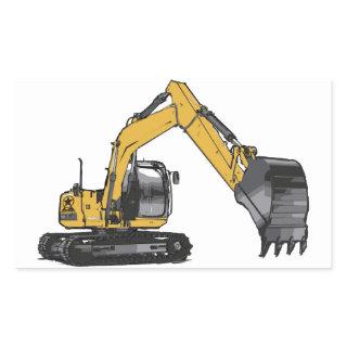 Big Yellow Excavator Rectangular Sticker