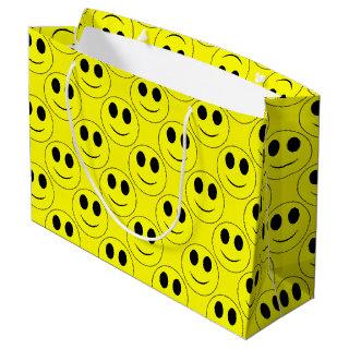 Big Yellow Happy Face Allover Large Gift Bag