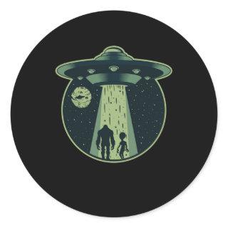 Bigfoot Alien Sasquatch UFO Abduction Aliens Gift Classic Round Sticker