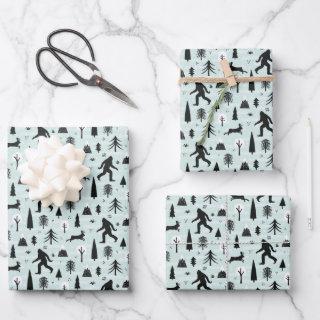 Bigfoot and Jackalope in the Woods Pattern Blue  Sheets