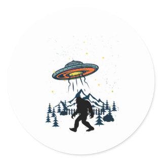 Bigfoot and  UFO Conspiracy Pals Night & Nature Classic Round Sticker