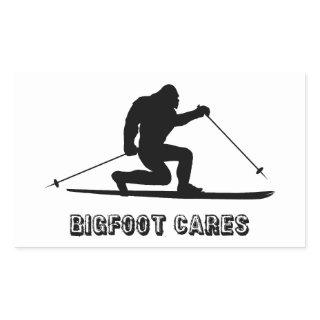 Bigfoot Cares Telemark Skiing Rectangular Sticker