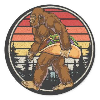Bigfoot Carrying Taco Classic Round Sticker