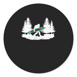 Bigfoot kayak paddling lake white water canoe classic round sticker