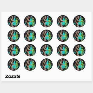 Bigfoot Meets Alien Classic Round Sticker