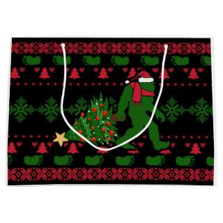 Bigfoot on knit background large gift bag