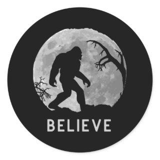 Bigfoot Sasquatch Moon Yeti Believe Classic Round Sticker