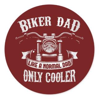 Biker Dad Motorcycle Father's Day Design for Classic Round Sticker