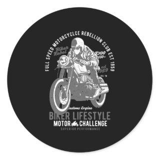 Biker Lifestyle Classic Round Sticker