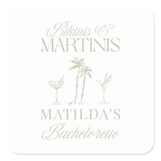 Bikinis and martinis Elegant vintage bachelorette Square Sticker