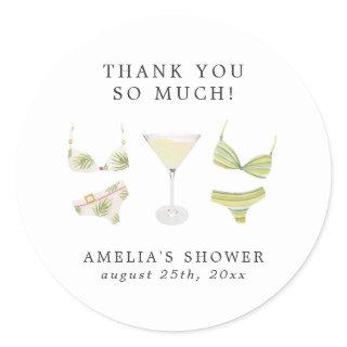 Bikinis & Martinis Bridal Shower Bachelorette Classic Round Sticker