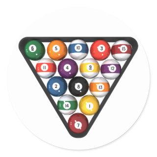 Billiards / Pool Balls Racked: Classic Round Sticker