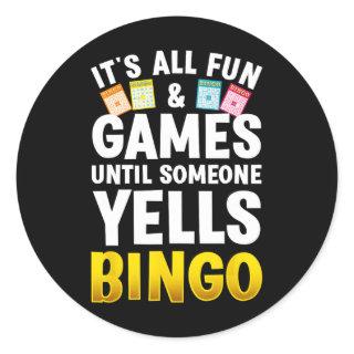 Bingo Design For Men Women Bingo Novelty Gamble Bi Classic Round Sticker