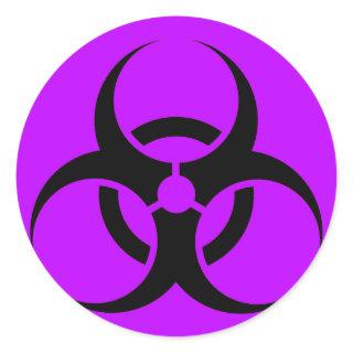 Bio Hazard or Biohazard Sign Symbol Warning Purple Classic Round Sticker