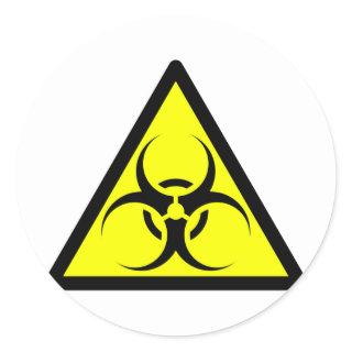 Bio Hazard or Biohazard Sign Symbol Warning Yellow Classic Round Sticker