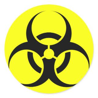 Bio Hazard or Biohazard Sign Symbol Warning Yellow Classic Round Sticker