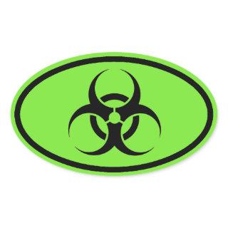 Biohazard Symbol Green oval car stickers