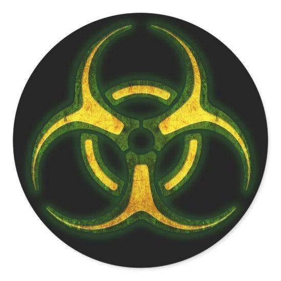 Biohazard Zombie Warning Classic Round Sticker
