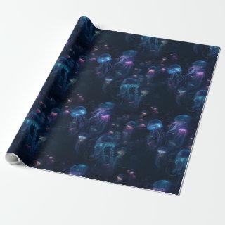 Bioluminescent Jellyfish Ocean Repeating Pattern