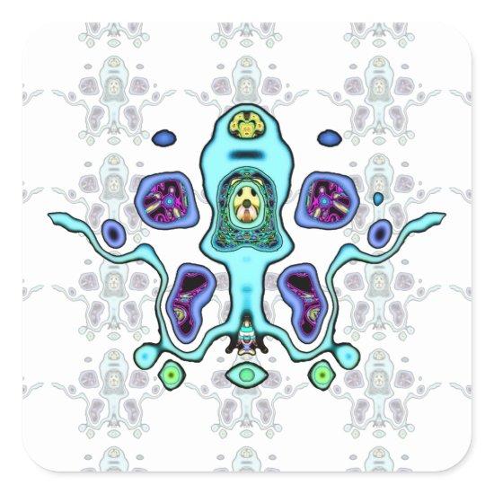 Biomechanical alien drone / alien squid v2 square sticker