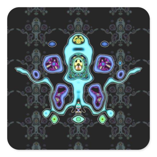 Biomechanical alien drone / alien squid v3.1 square sticker