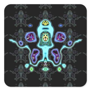 Biomechanical alien drone / alien squid v3 square sticker