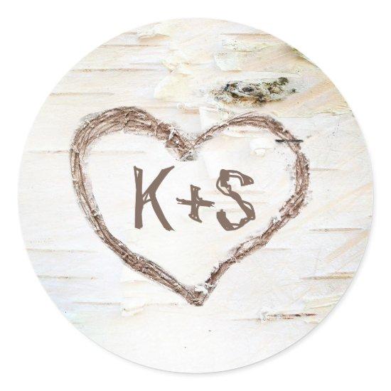 Birch Bark Rustic Tree Wedding Classic Round Sticker