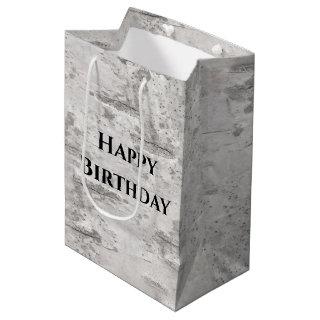 Birch Bark Texture Birthday Medium Gift Bag