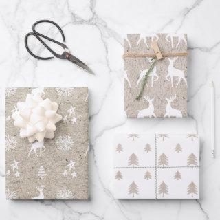 Birch Kraft Paper Modern Christmas Tree & Reindeer