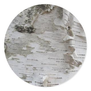 Birch Tree Bark Peeled Old Photo Art Classic Round Sticker