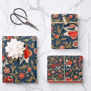 Bird and Flower Persian Blue Red Pattern  Sheets