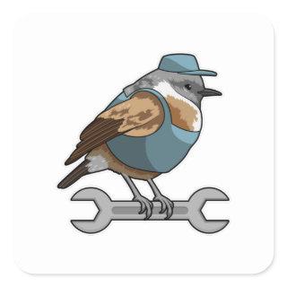Bird as Carftsman with Wrench Square Sticker