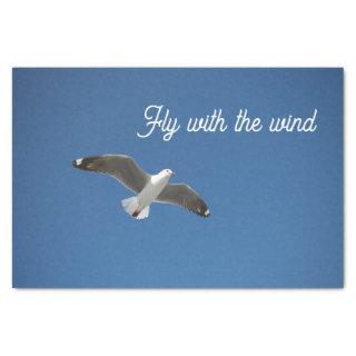 Bird Flying Blue Sky White Typography Inspiration Tissue Paper