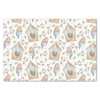 Bird house watercolor spring pattern tissue paper