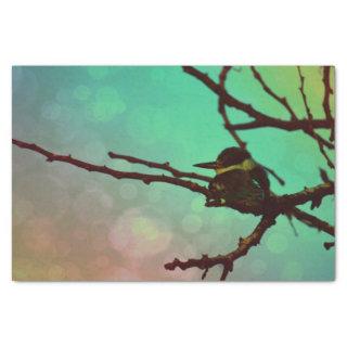Bird On A Branch -Aqua N Pink Tissue Paper