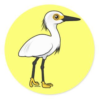Birdorable Snowy Egret Classic Round Sticker