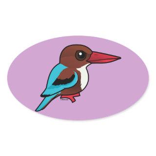 Birdorable White-throated Kingfisher Oval Sticker