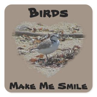 Birds Make Me Smile Snowy Plover Photo Avid Birder Square Sticker