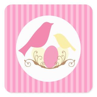 Birds Nest Baby Shower Square Sticker
